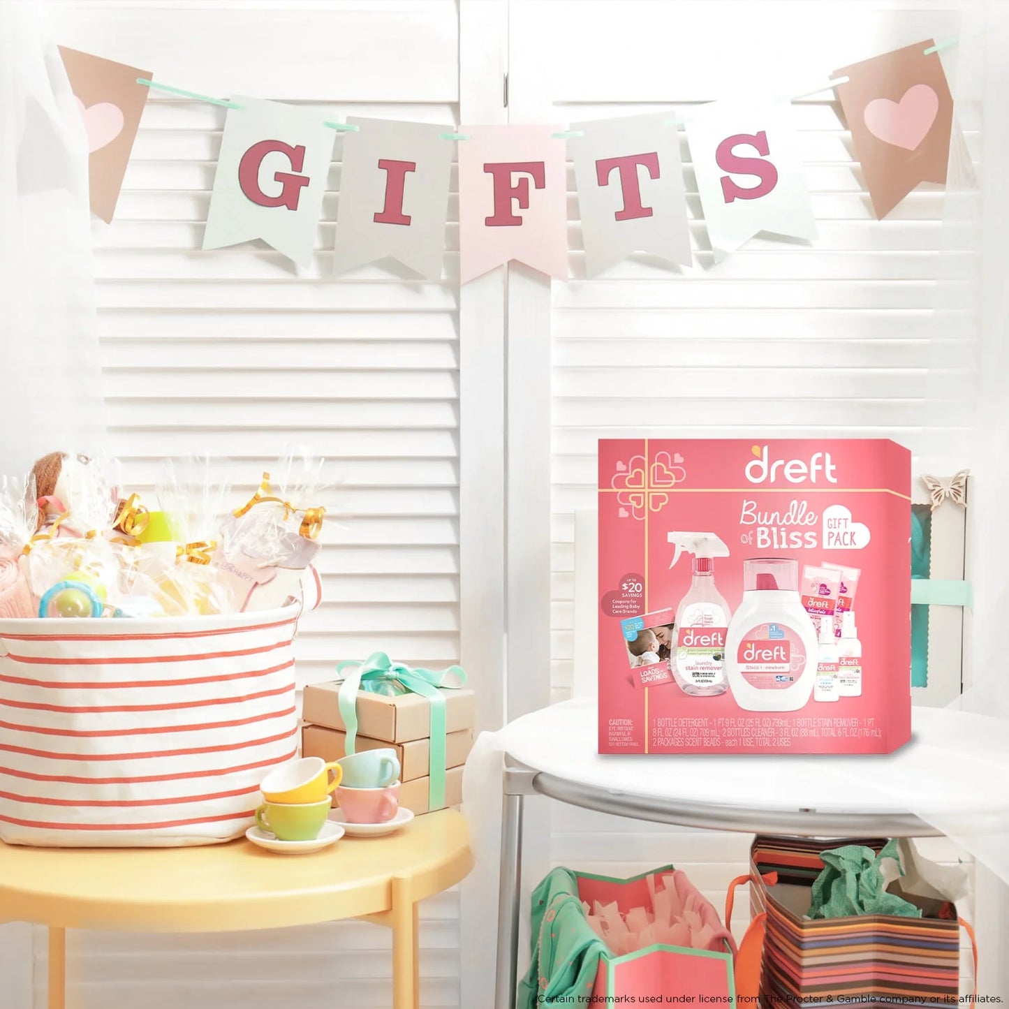 Bundle of Bliss Baby Gift Set with Laundry Detergent and Stain Remover, Infant Essentials, 16 Loads, 7 Pieces