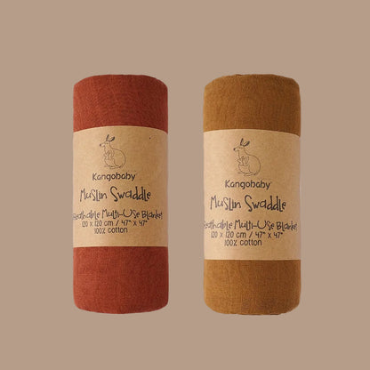 2 Pieces Set Baby Muslin Swaddle Blanket