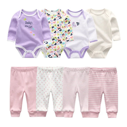 8 Pack Newborn Baby Bodysuit With Pants