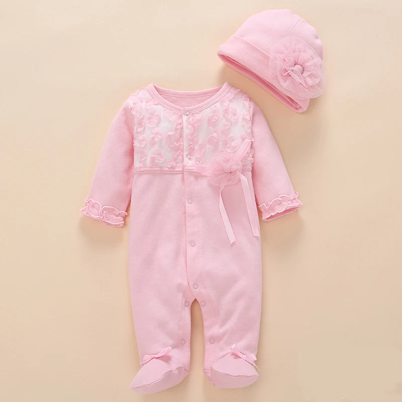 Floral Princess Baby Jumpsuit With Footies Outfit