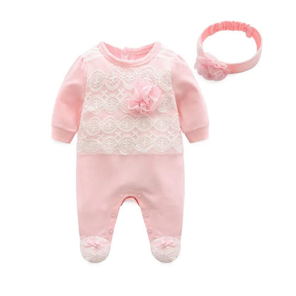 Floral Princess Baby Jumpsuit With Footies Outfit