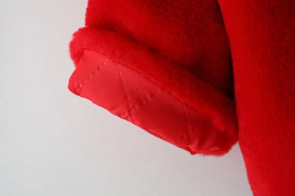 Hooded Thick Velvet Warm Faux Fur Coat