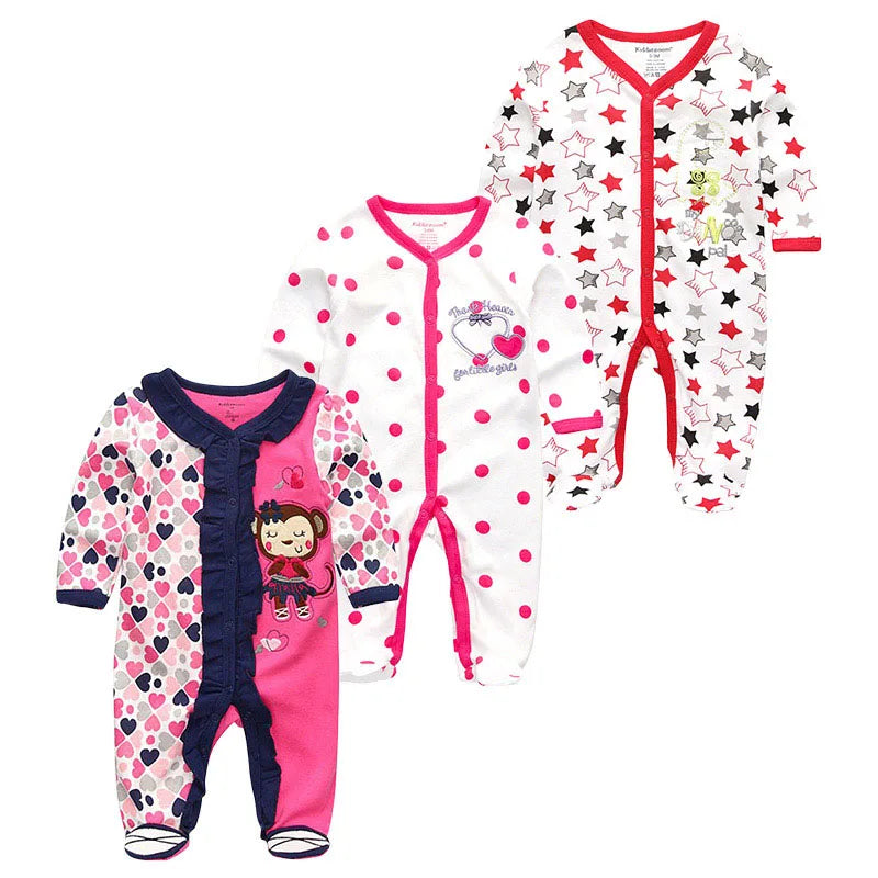 3 Pieces Long Sleeve Infant Baby JumpSuit