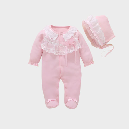 Floral Princess Baby Jumpsuit With Footies Outfit