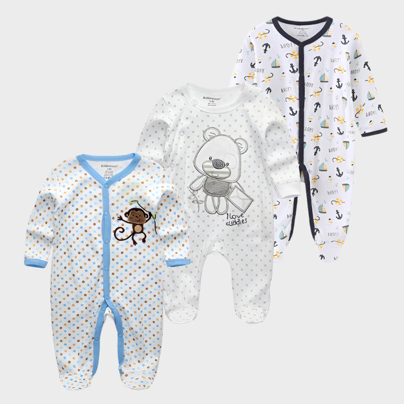3 Pieces Long Sleeve Infant Baby JumpSuit