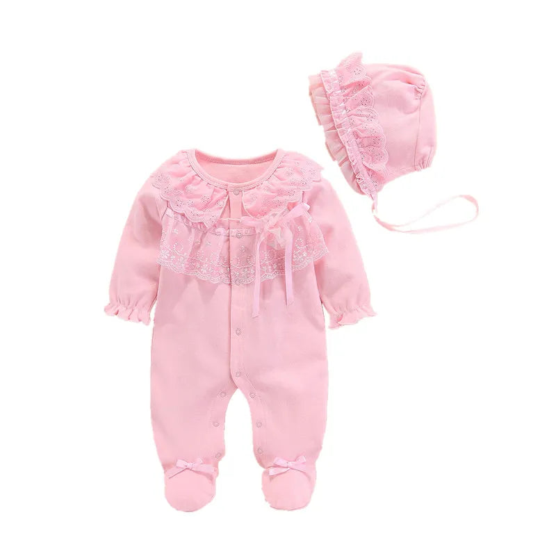 Floral Princess Baby Jumpsuit With Footies Outfit