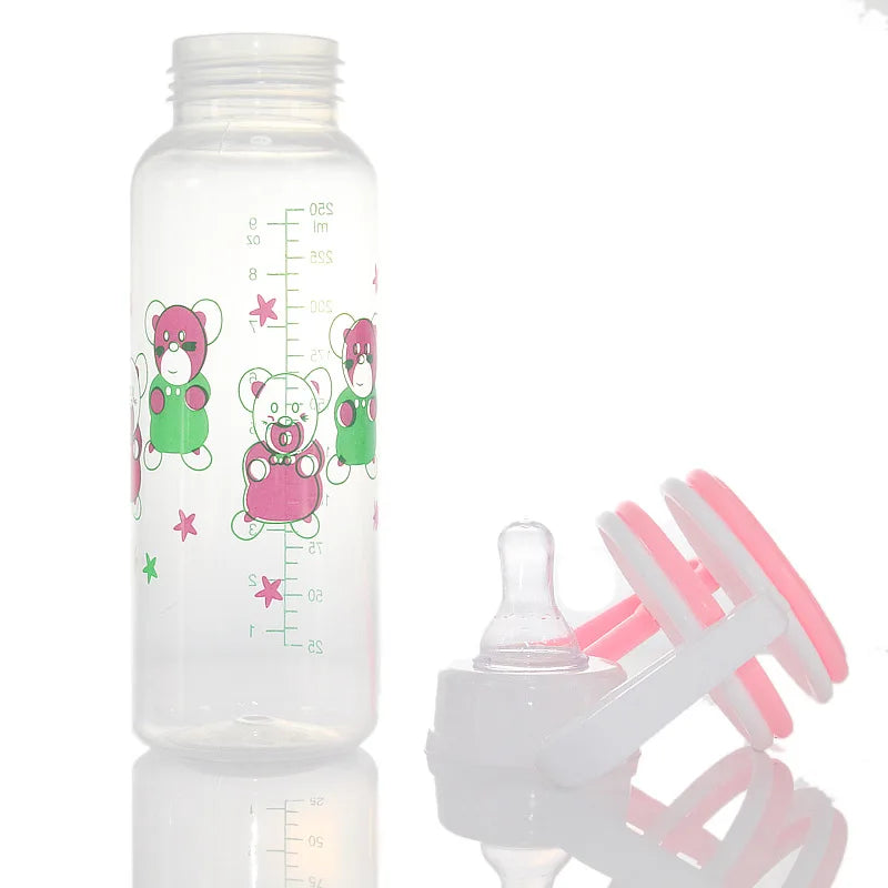 Biberons classiques en plastique transparent à col standard pour bébé