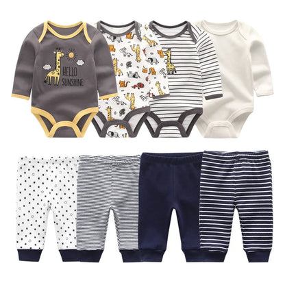 8 Pack Newborn Baby Bodysuit With Pants