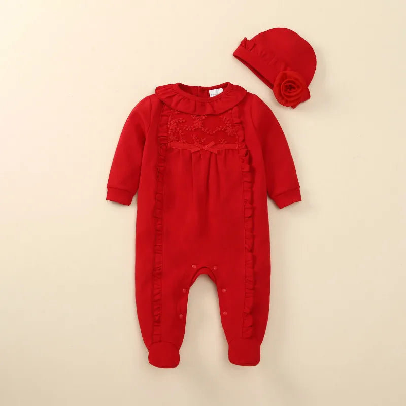 Floral Princess Baby Jumpsuit With Footies Outfit