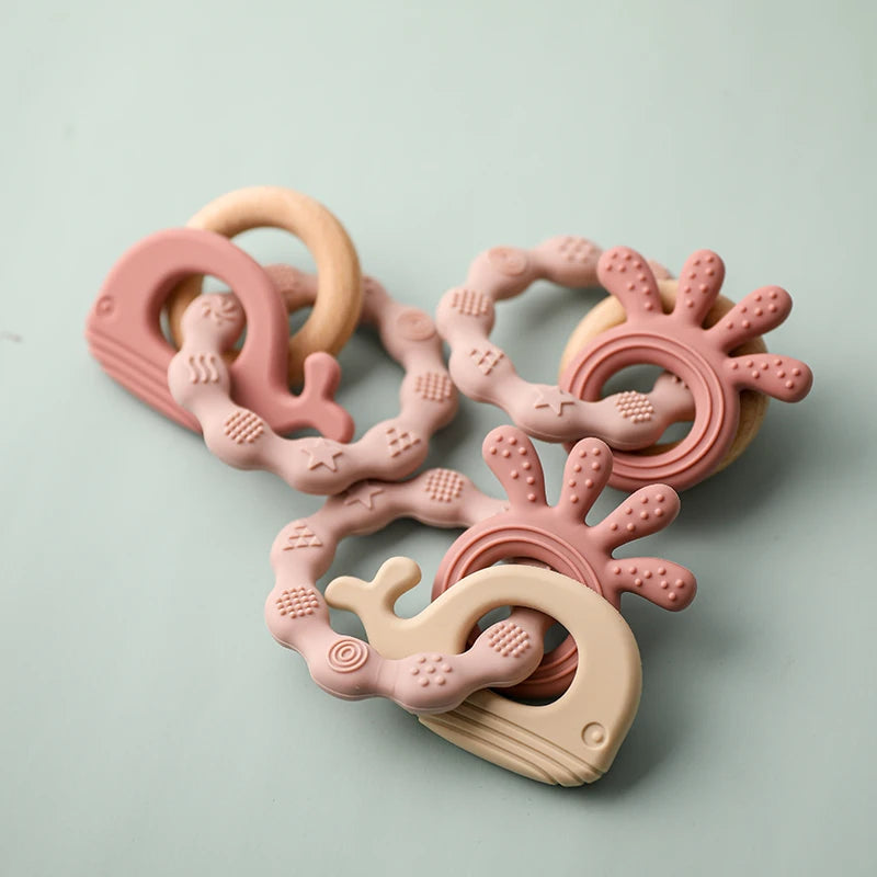 Bracelet pendentif anneau de dentition en silicone pour bébé