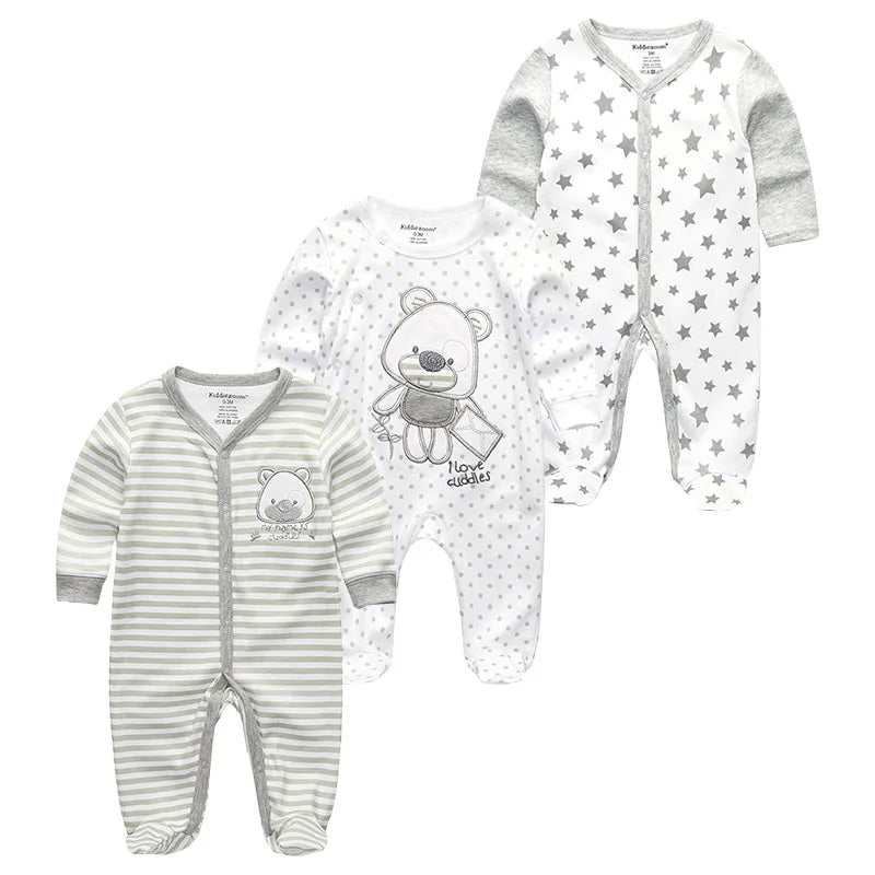 3 Pieces Long Sleeve Infant Baby JumpSuit
