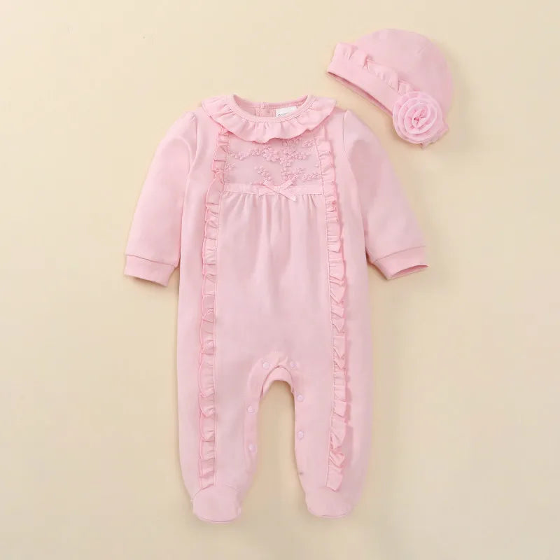 Floral Princess Baby Jumpsuit With Footies Outfit