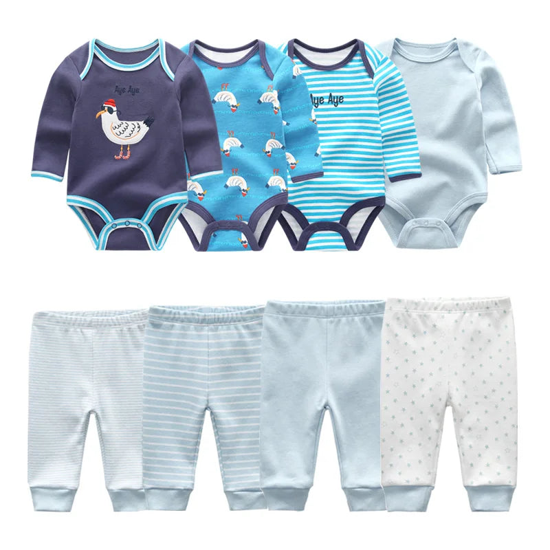 8 Pack Newborn Baby Bodysuit With Pants