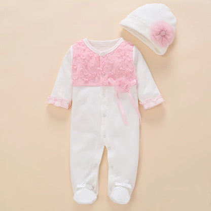 Floral Princess Baby Jumpsuit With Footies Outfit