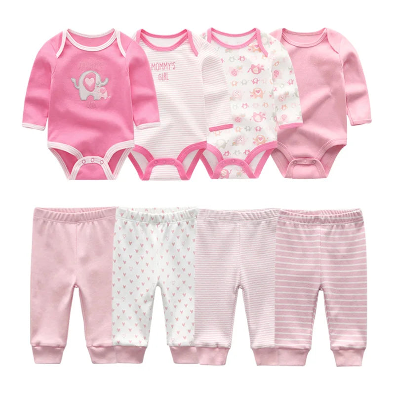 8 Pack Newborn Baby Bodysuit With Pants