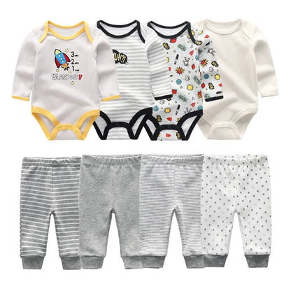 8 Pack Newborn Baby Bodysuit With Pants