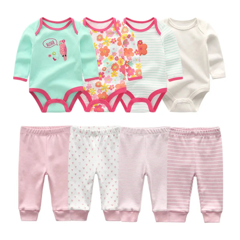 8 Pack Newborn Baby Bodysuit With Pants