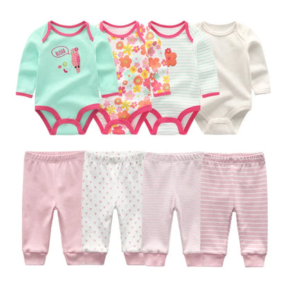 8 Pack Newborn Baby Bodysuit With Pants