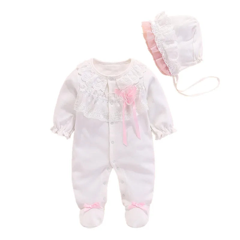 Floral Princess Baby Jumpsuit With Footies Outfit