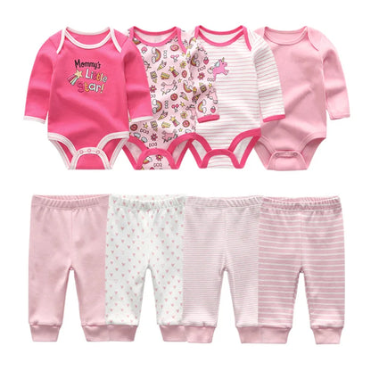 8 Pack Newborn Baby Bodysuit With Pants
