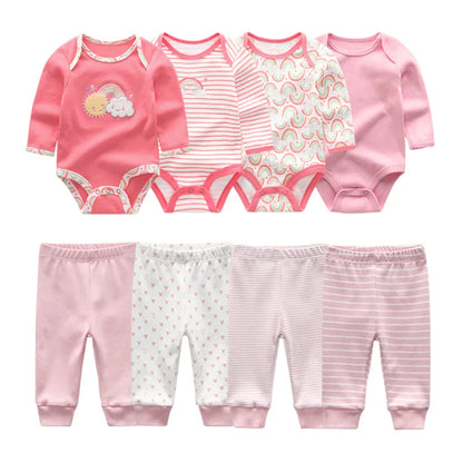8 Pack Newborn Baby Bodysuit With Pants