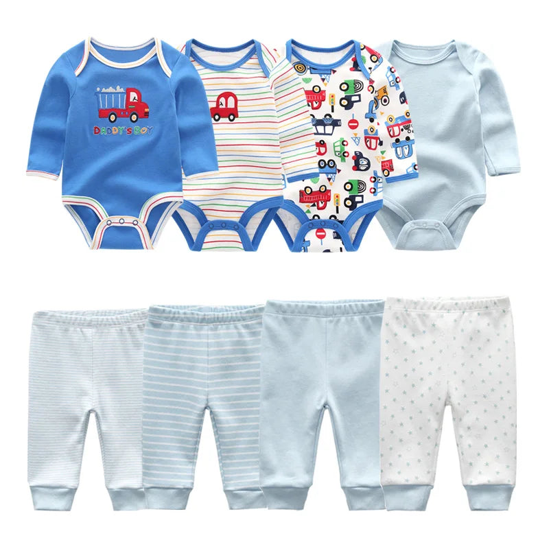8 Pack Newborn Baby Bodysuit With Pants
