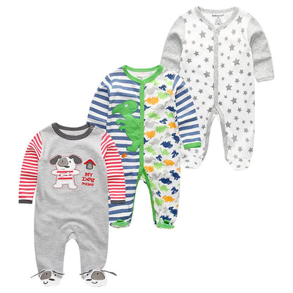 3 Pieces Long Sleeve Infant Baby JumpSuit