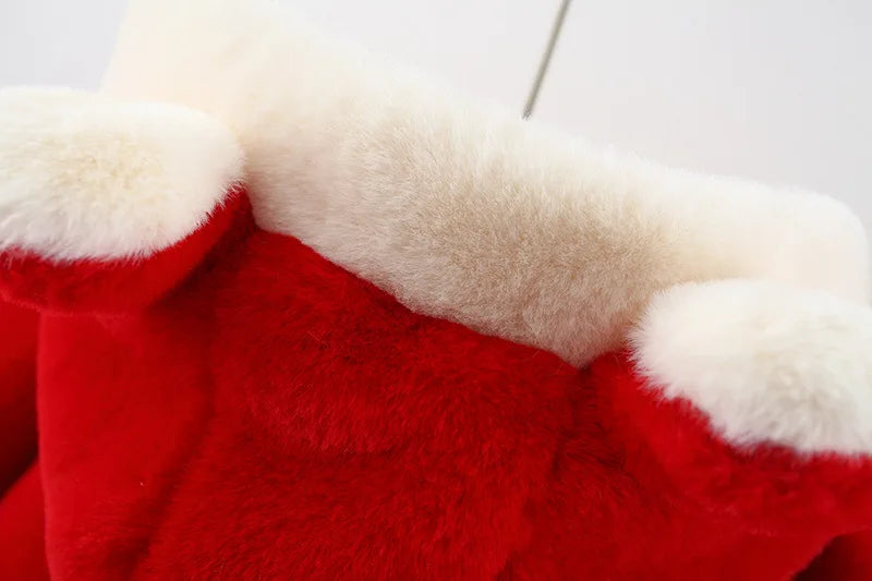 Hooded Thick Velvet Warm Faux Fur Coat