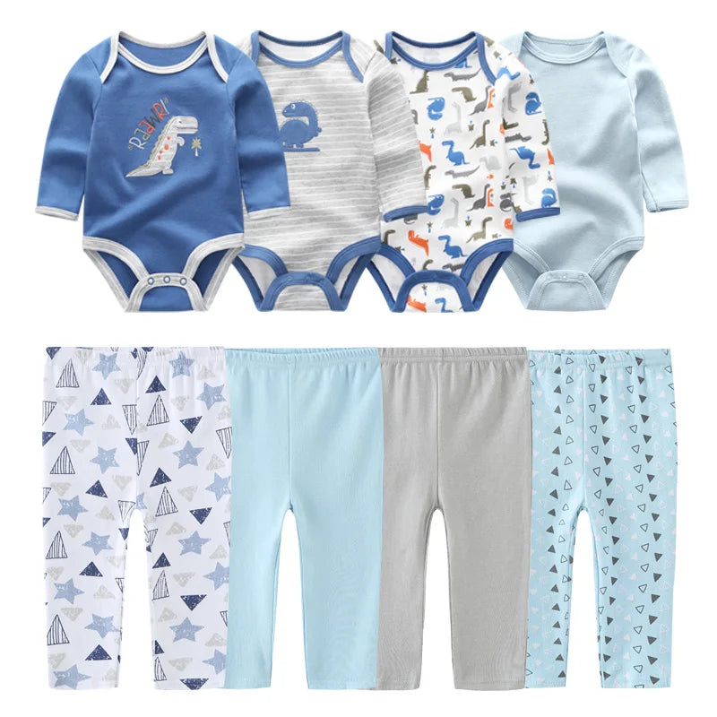 8 Pack Newborn Baby Bodysuit With Pants