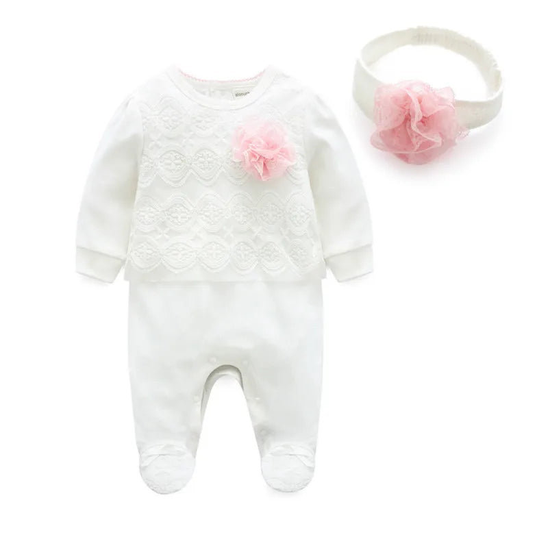 Floral Princess Baby Jumpsuit With Footies Outfit