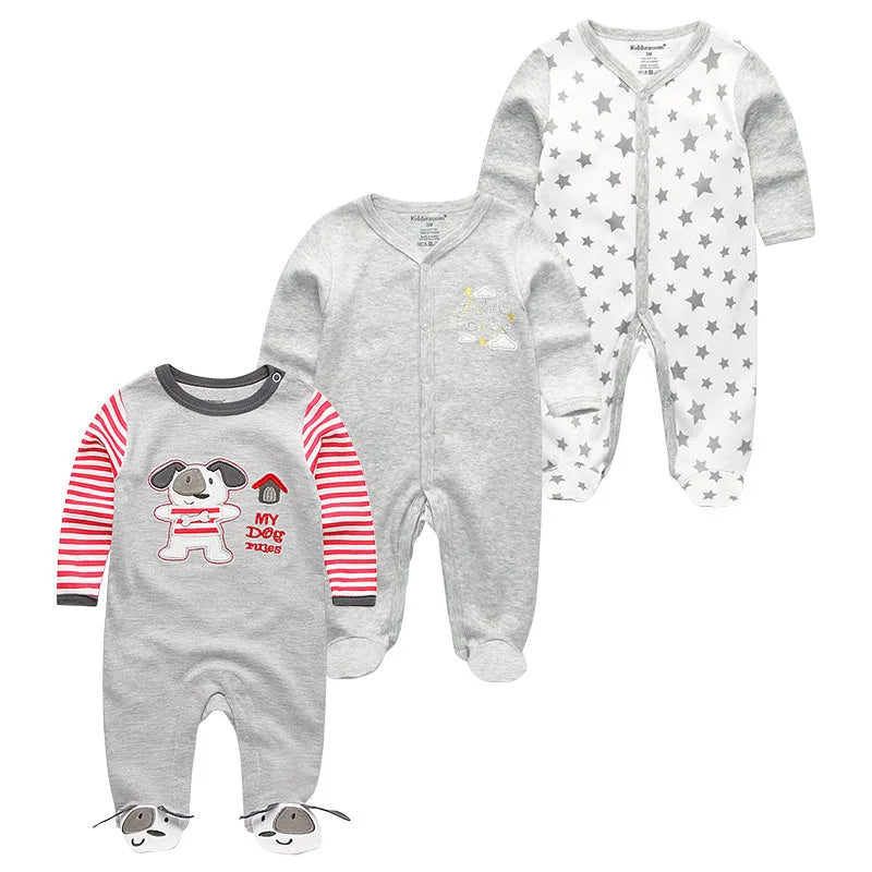 3 Pieces Long Sleeve Infant Baby JumpSuit