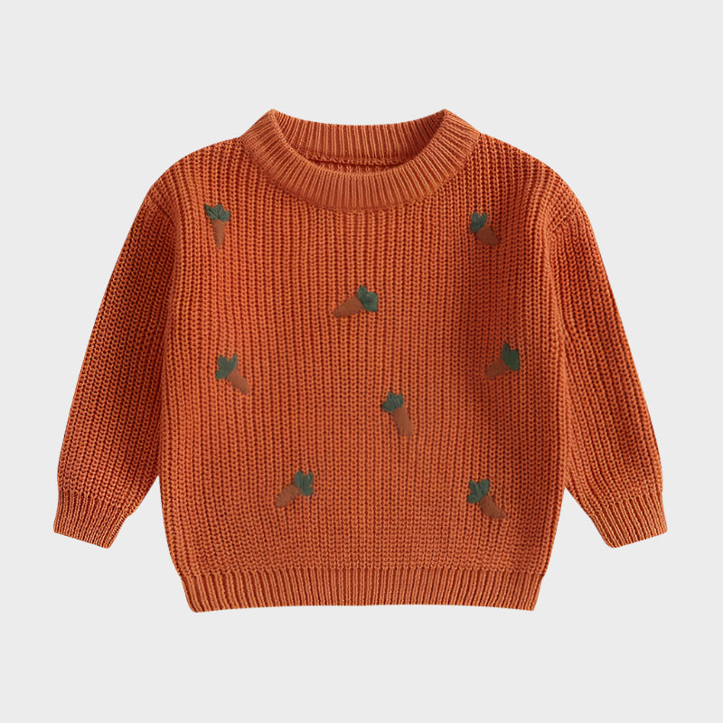 Carrot Embroidered Sweater