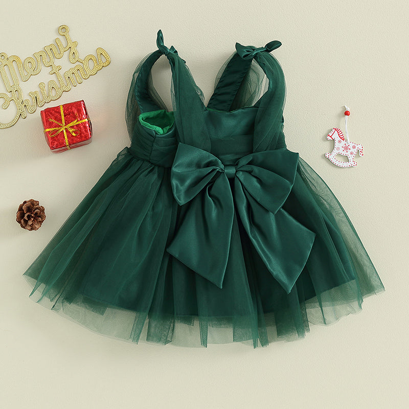 Strap Bow Christmas Tutu Sun Dress