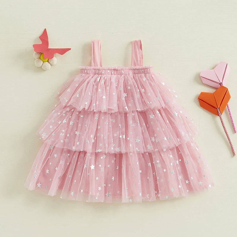 Star Lace Layered Tulle Dress