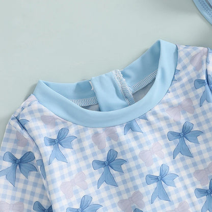 Maillot de bain rashguard à carreaux avec nœud