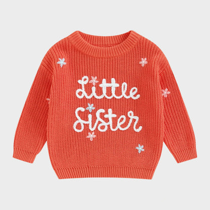 Floral Letter Embroidery Long Sleeve Sweater