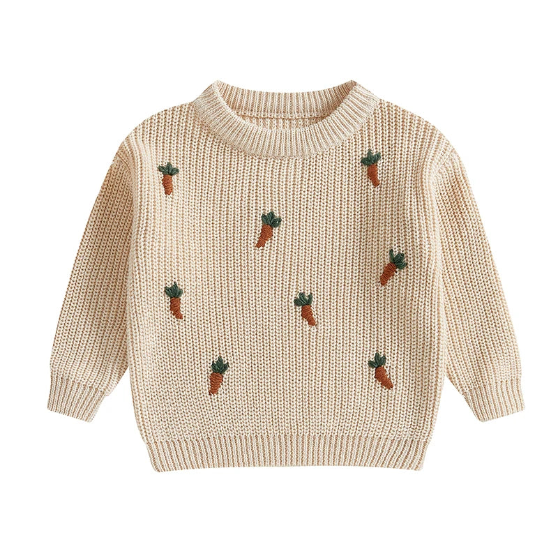 Carrot Embroidered Sweater