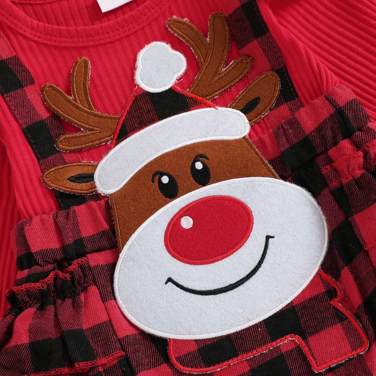 Tenues de Noël en barboteuse à manches longues et col ras du cou avec dessin animé