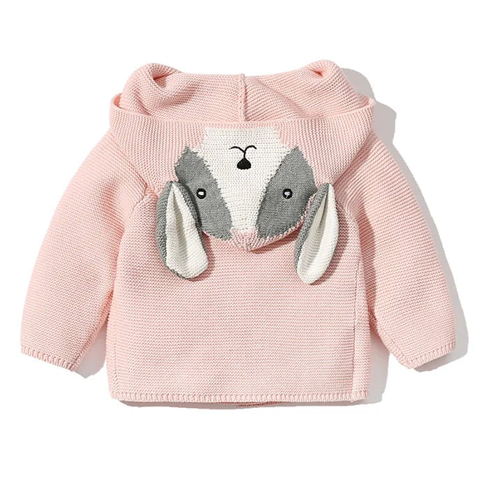 Knitted Hooded Cartoon Cardigan