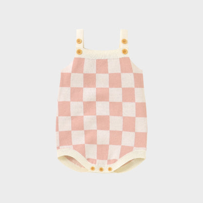 Checkered Knitted Sunsuit Top