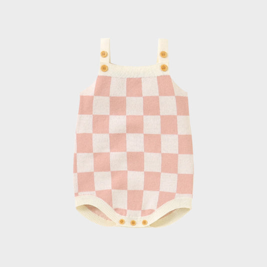 Checkered Knitted Sunsuit Top