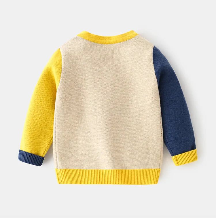 Pull à manches longues Workmanship™ Cartoon à col en V avec bouton