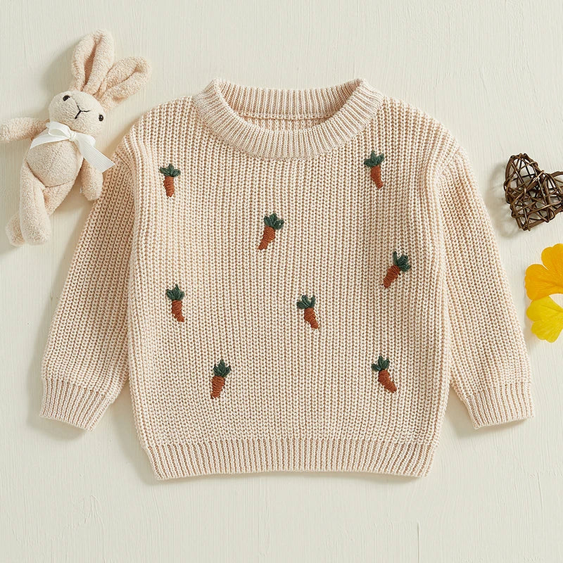 Carrot Embroidered Sweater