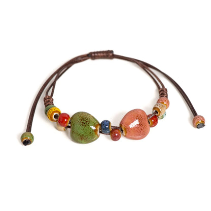 Ceramic Heart Bracelet with Adjustable Cord