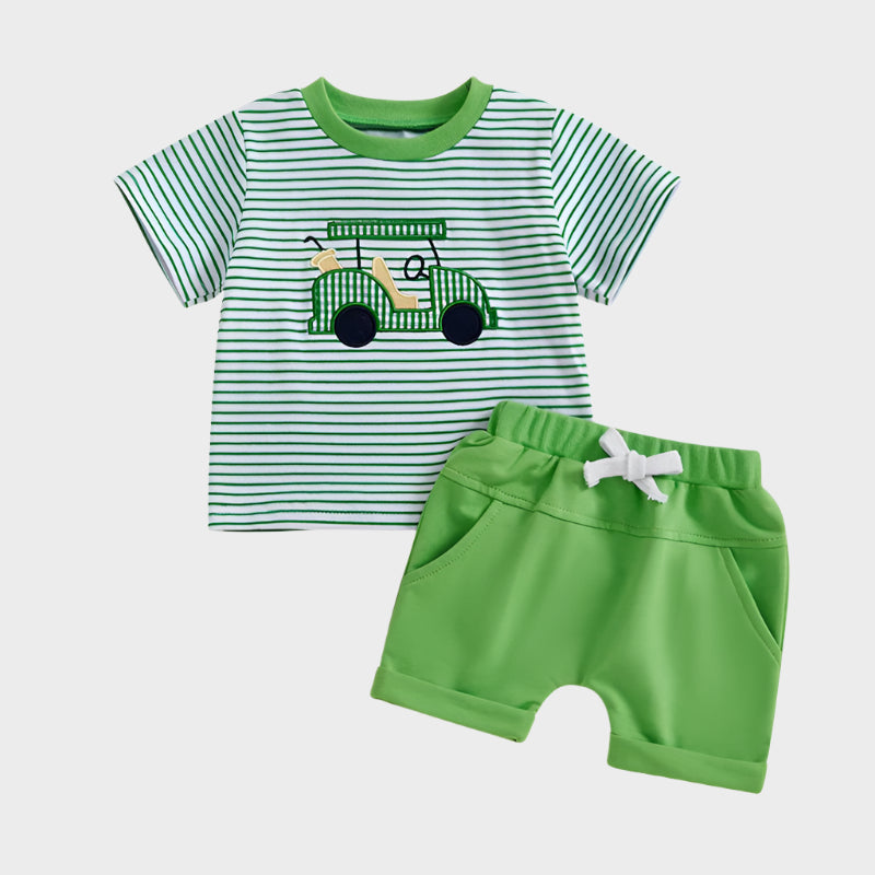 2 Piece Embroidered Gingham Plaid Outfit