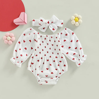 Valentine's Heart Baby Rompers