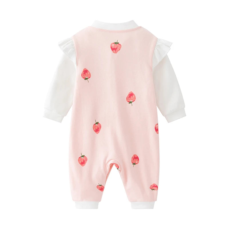 Single Breasted Straw Berry Jumpsuit