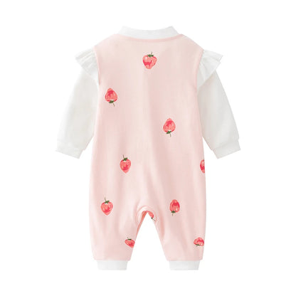 Single Breasted Straw Berry Jumpsuit