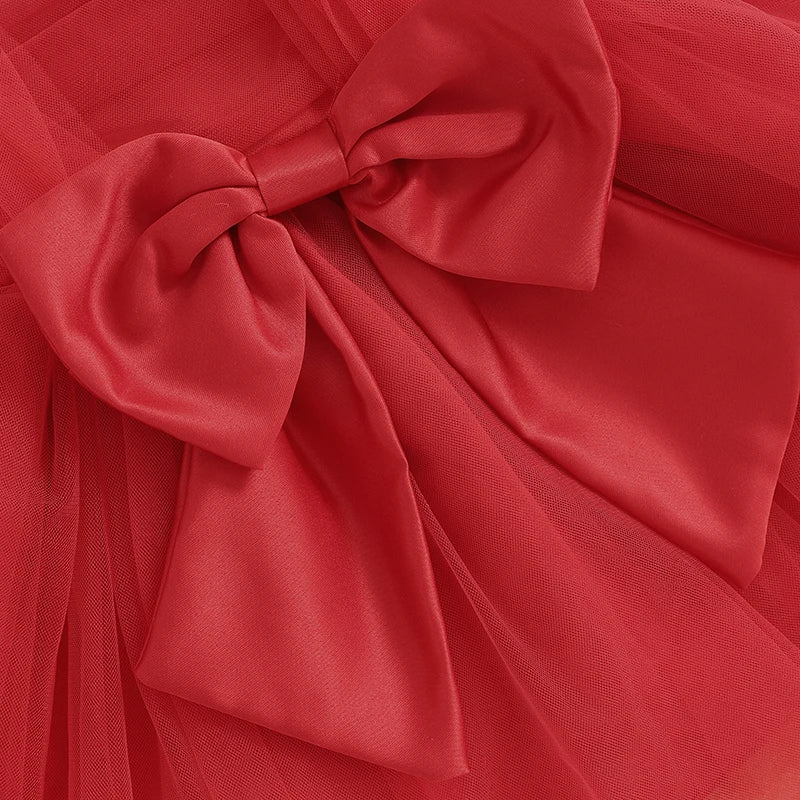 Strap Bow Christmas Tutu Sun Dress