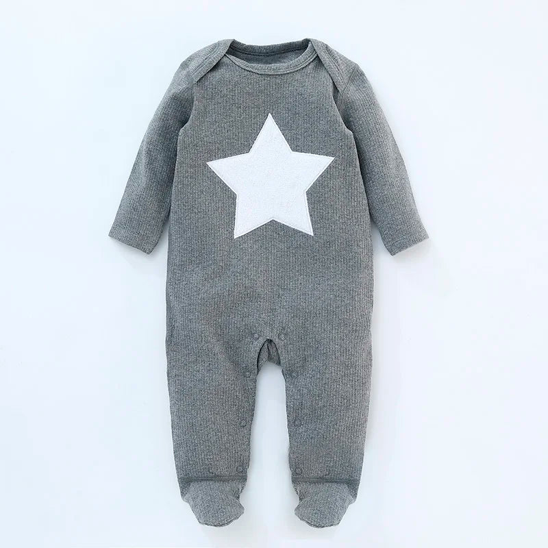 Long Sleeve Cotton Star Jumpsuit Footies Overall